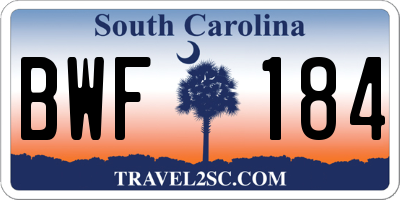SC license plate BWF184