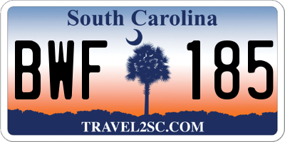 SC license plate BWF185