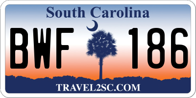 SC license plate BWF186