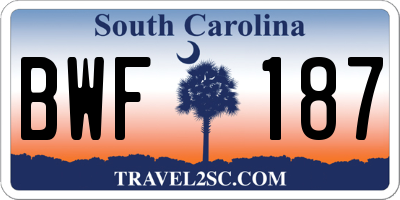 SC license plate BWF187
