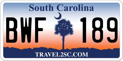 SC license plate BWF189