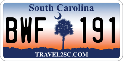 SC license plate BWF191