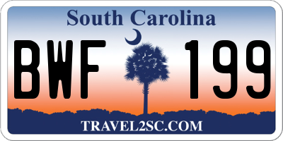 SC license plate BWF199