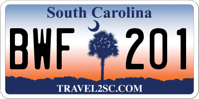 SC license plate BWF201