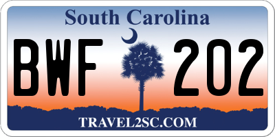SC license plate BWF202