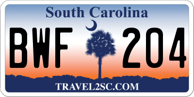 SC license plate BWF204