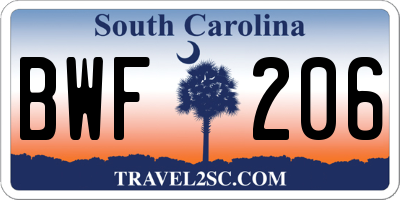 SC license plate BWF206