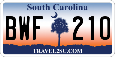 SC license plate BWF210