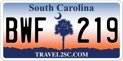 SC license plate BWF219