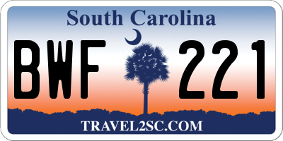 SC license plate BWF221