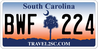 SC license plate BWF224