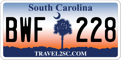 SC license plate BWF228