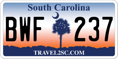 SC license plate BWF237