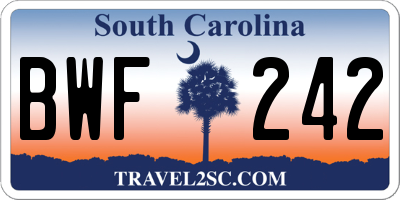 SC license plate BWF242