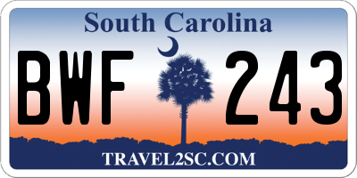 SC license plate BWF243