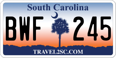 SC license plate BWF245