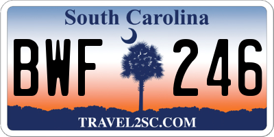 SC license plate BWF246