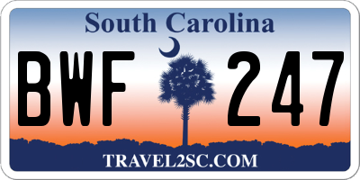 SC license plate BWF247