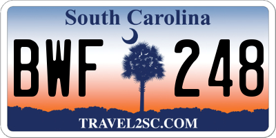 SC license plate BWF248