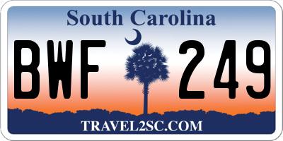 SC license plate BWF249