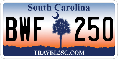 SC license plate BWF250