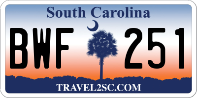 SC license plate BWF251