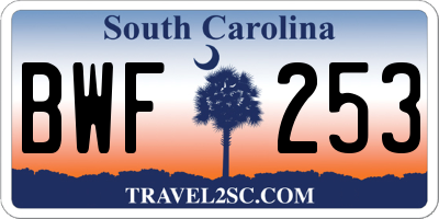 SC license plate BWF253