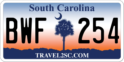 SC license plate BWF254