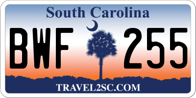 SC license plate BWF255