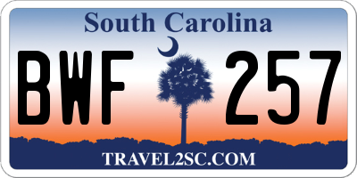 SC license plate BWF257
