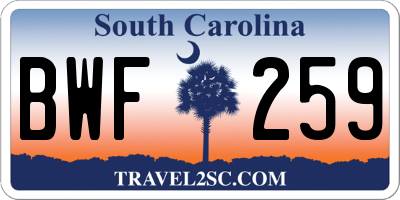 SC license plate BWF259