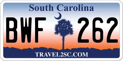 SC license plate BWF262