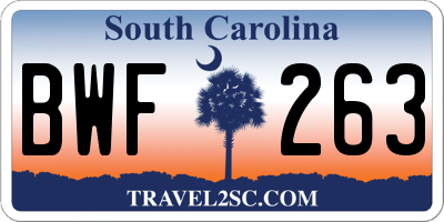 SC license plate BWF263