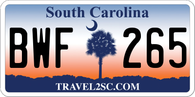 SC license plate BWF265