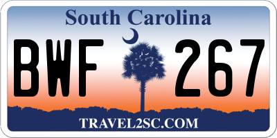SC license plate BWF267