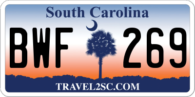 SC license plate BWF269