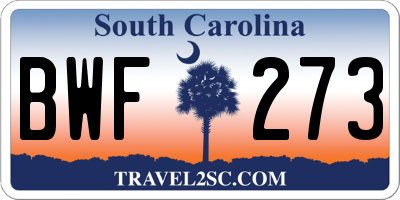 SC license plate BWF273