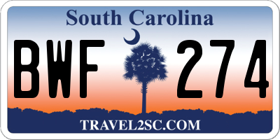 SC license plate BWF274