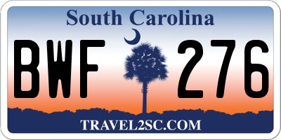 SC license plate BWF276