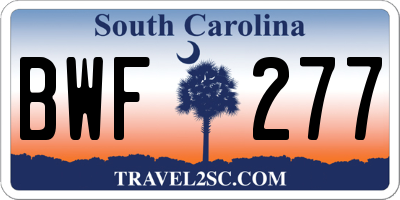 SC license plate BWF277