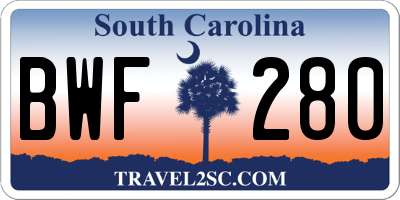 SC license plate BWF280