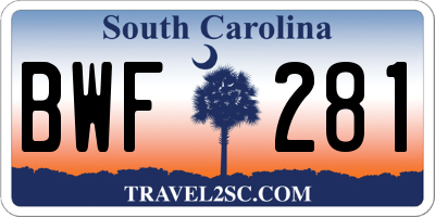 SC license plate BWF281