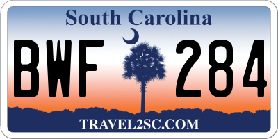 SC license plate BWF284