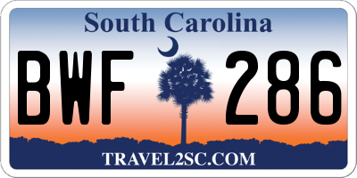 SC license plate BWF286