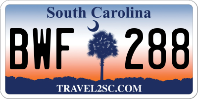 SC license plate BWF288