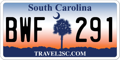 SC license plate BWF291