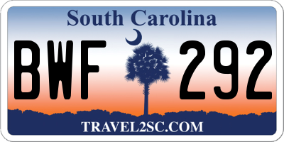 SC license plate BWF292