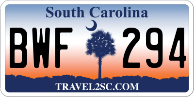 SC license plate BWF294