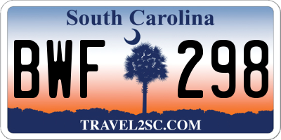 SC license plate BWF298