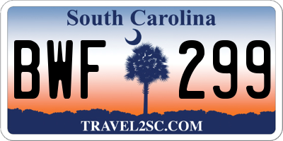 SC license plate BWF299